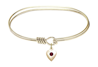 7 inch Oval Eye Hook Hamilton Gold Bangle Bracelet with a 14kt Gold Filled Heart charm.