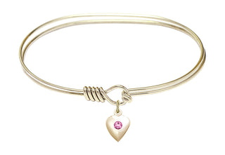 7 inch Oval Eye Hook Hamilton Gold Bangle Bracelet with a 14kt Gold Filled Heart charm.