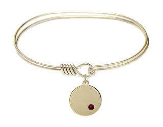 7 inch Oval Eye Hook Hamilton Gold Bangle Bracelet with a 14kt Gold Filled Plain Disc charm.