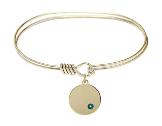 7 inch Oval Eye Hook Hamilton Gold Bangle Bracelet with a 14kt Gold Filled Plain Disc charm.