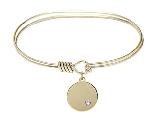 7 inch Oval Eye Hook Hamilton Gold Bangle Bracelet with a 14kt Gold Filled Plain Disc charm.