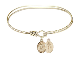 7 inch Oval Eye Hook Hamilton Gold Bangle Bracelet with a 14kt Gold Filled Pope Emeritace Benedict XVI charm.