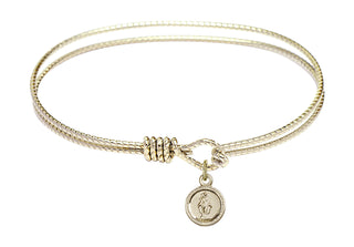 7 1/4 inch Oval Eye Hook Hamilton Gold Bangle Bracelet with a 14kt Gold Filled Miraculous charm.