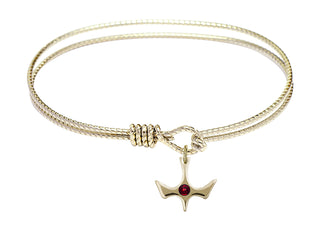 7 1/4 inch Oval Eye Hook Hamilton Gold Bangle Bracelet with a 14kt Gold Filled Holy Spirit charm.