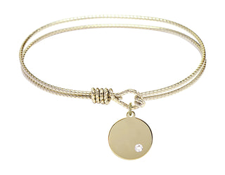 7 1/4 inch Oval Eye Hook Hamilton Gold Bangle Bracelet with a 14kt Gold Filled Plain Disc charm.