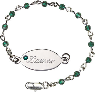 4mm Bracelet with Emerald Swarovski beads
