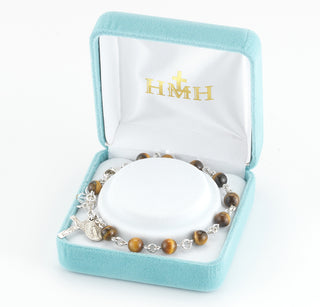 Genuine Tiger Eye Round Sterling Bracelet