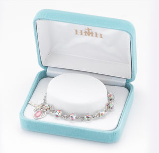 6mm Rose Embedded Murano Glass Sterling Bracelet