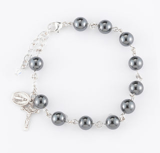 Genuine Round Hematite Rosary Bracelet 1