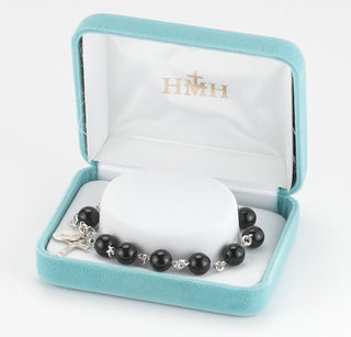 Pink Finest Austrian Crystal Faceted Cube Sterling Bracelet