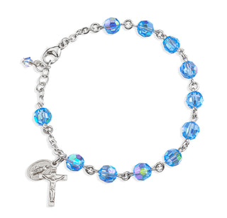 Round Light Sapphire Finest Austrian Crystal Sterling Bracelet