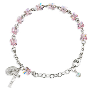 Light Rose Finest Austrian Crystal Butterfly Sterling Bracelet