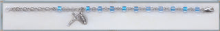 Pink and Blue Flower Venetian Glass Sterling Bracelet