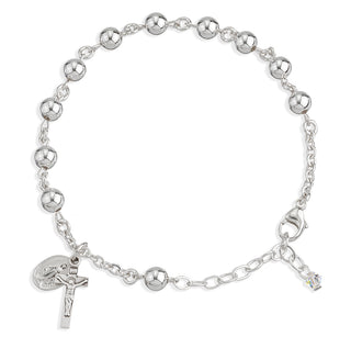 6Mm High Polished Round Sterling Silver Bracelet