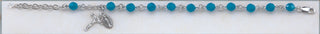 Coral Blue Round Faceted Finest Austrian Crystal Sterling Bracelet
