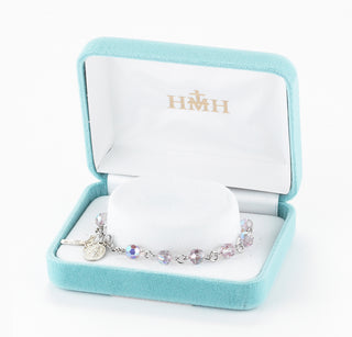Light Amethyst Round Faceted Finest Austrian Crystal Sterling Bracelet