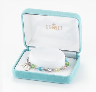 Multi Color Round Faceted Finest Austrian Crystal Sterling Bracelet