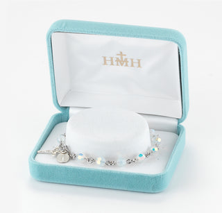 Opal Round Faceted Finest Austrian Crystal Sterling Bracelet