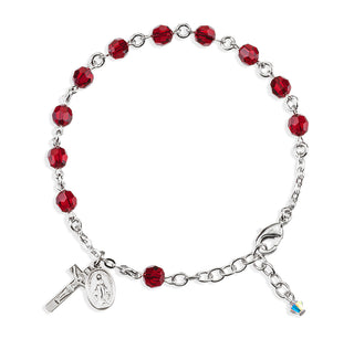 Ruby Round Faceted Finest Austrian Crystal Sterling Bracelet