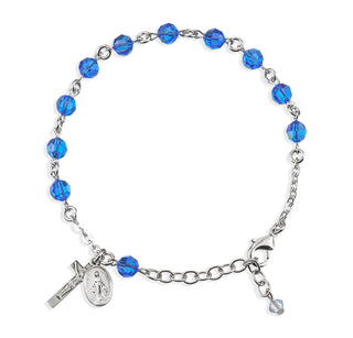 Sapphire Round Faceted Finest Austrian Crystal Sterling Bracelet