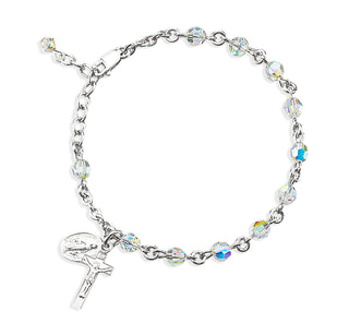 Aurora Round Faceted Finest Austrian Crystal Sterling Bracelet 1
