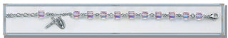 Light Amethyst Finest Austrian Crystal Faceted Cube Sterling Bracelet