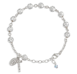7Mm Round Swirl Semi Frosted Rosary Bracelet