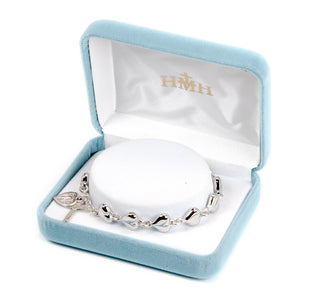 Sterling Silver Heart Shaped Rosary Bracelet