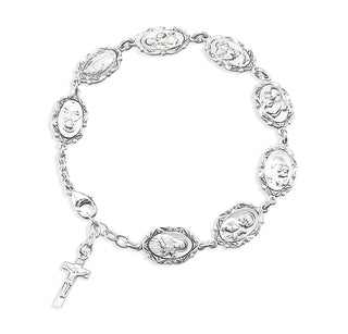 Sterling Silver Patron Saint Medals on Bracelet