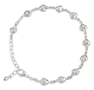 8Mm Solid Sterling Silver Sacred Heart Rosary Bracelet