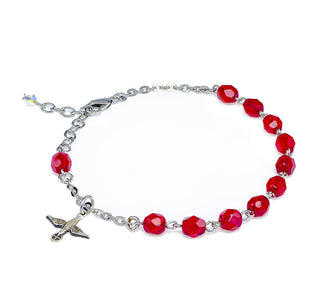 Red Crystal Holy Spirit Rosary Bracelet