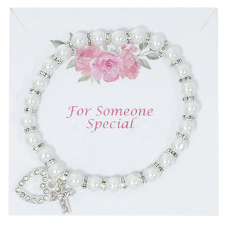 16"Stretch Pearl & Crys Cross