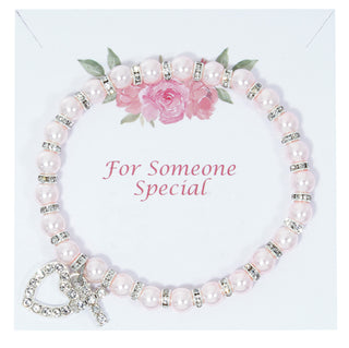 16"Stretch Pink Pearl Heart,Cr