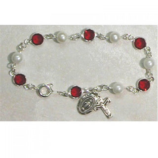 7.5-inch Red and Pearl Bracelet