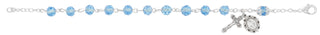 Sterling Silver Light Blue Rosary Bracelet Bo Br