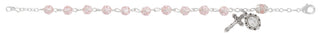 Sterling Silver Pink Rosary Bracelet