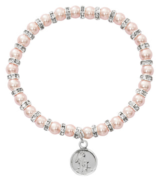 Pink Baby Stretch Bracelet and Sterling Angel Boxed