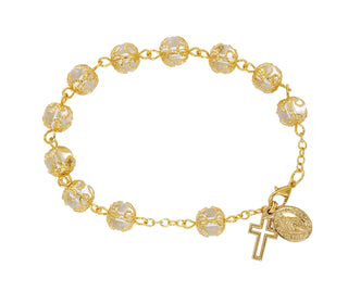 Double Capped Gld Crystal Brac