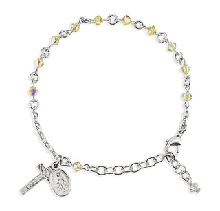 Rosary Bracelet Created with 4mm Jonquil Finest Austrian Crystal Rondelle Beads