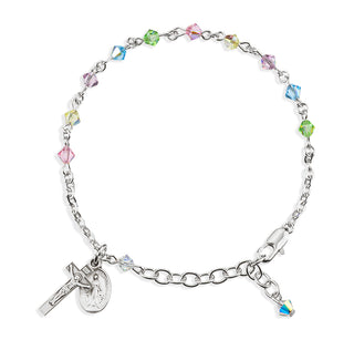 Rosary Bracelet Created with 4mm Multi-Color Finest Austrian Crystal Rondelle Beads