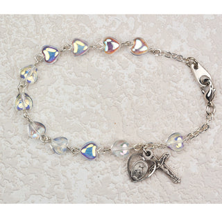 Sterling Silver 6 1/2" Crystal Heart Bracel