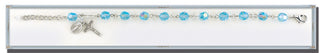Round Faceted Light Sapphire Finest Austrian Crystal Sterling Bracelet