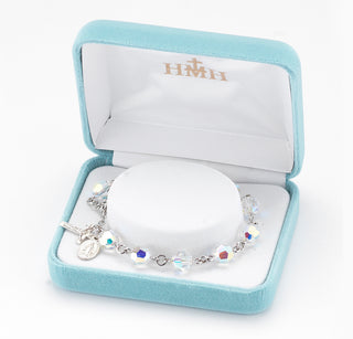 Round Faceted Aurora Borealis Finest Austrian Crystal Rosary