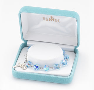 Round Faceted Light Sapphire Finest Austrian Crystal Bracelet