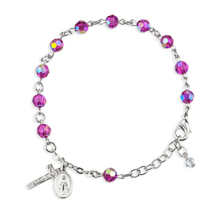 Fuschia Round Faceted Finest Austrian Crystal Bracelet