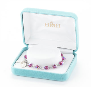 Fuschia Round Faceted Finest Austrian Crystal Bracelet