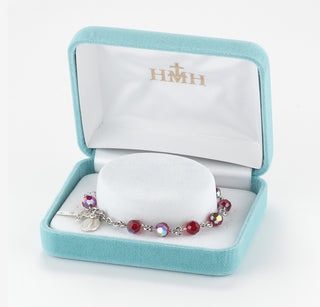 Ruby Round Faceted Finest Austrian Crystal Bracelet