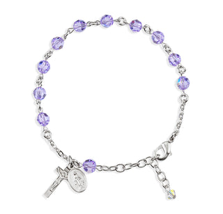 Rosary Bracelet Created with 6mm Violet Finest Austrian Crystal Round Beads