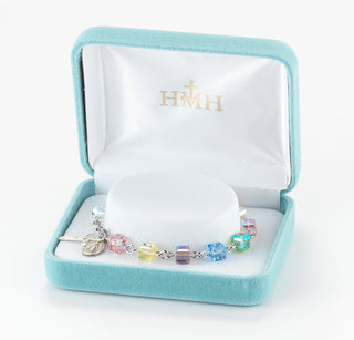 6mm Aqua Finest Austrian Crystal Butterfly Rosary Bracelet