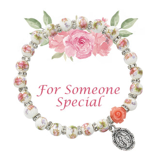 Pink Flower Ceramic Stretch Br